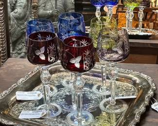 Bohemian Cut to Clear Crystal Stemware/Wine Glasses