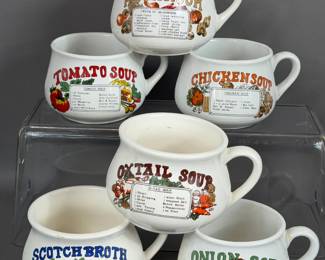 VINTAGE CERAMIC SOUP MUGS W RECIPES