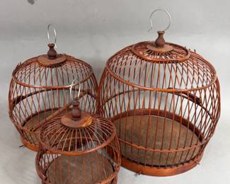 VINTAGE BAMBOO & WOOD BIRD CAGE DECOR