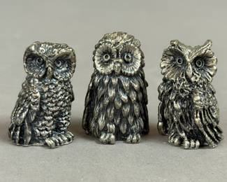 PEWTER OWL MINIATURES