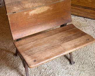 CAST IRON & WOOD SCHOOL DESK SEAT