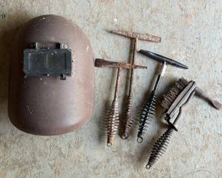 VINTAGE LAND SEA WELDING MASK & TOOLS