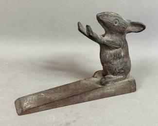 VINTAGE CAST IRON BUNNY RABBIT DOOR STOP