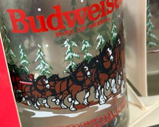 BUDWEISTER CLYDESDALE LIBBEY DOUBLE OLD FASHIONED GLASSES SET OF 4