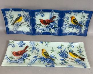 PRIMA DESIGNS GLASS BIRD PLATTERS DIVIDED DISH
