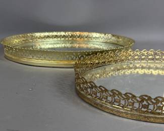VINTAGE VANITY TRAYS WITH MIRRORS