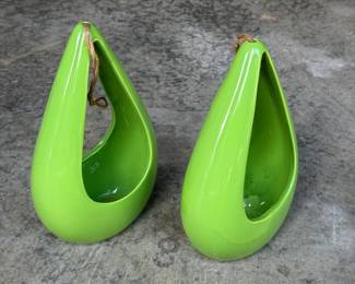 CERAMIC TEAR DROP SHAPED HANGING PLANTERS BIRD FEEDERS