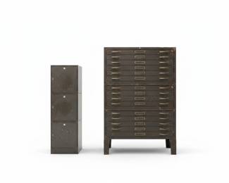 Vintage Stacor Staktube 3 Drawer File Cabinet & Vintage Stacor 15 Drawer, 3 Section File Cabinet