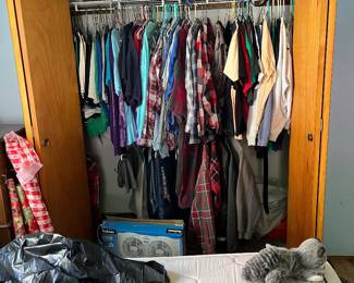 mens clothes, double bed