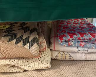 Three Quilts and A Crocheted King Size Bedspread 
