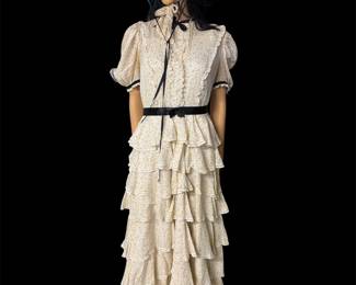 Vintage 1920 Ruffle Lace Maxi Dress & Hat