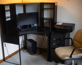 Black Computer Desk + Chair. $50. 