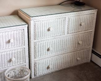4 Drawer White Wicker Dresser. $200. 