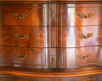 5 Drawer Wooden Armoire. 1930s. High boy dresser. French provencial style. Mahogany wood. $1,150.