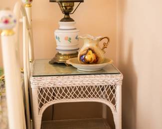 White Wicker Side Table. $125. 