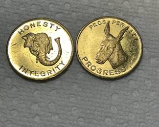 Truman era 1953 brass political tokens