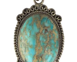 Sterling Silver Turquoise CUSTOM Studio Art Pendant 925 Unsigned