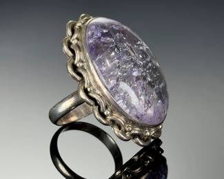 Sterling Silver Custom Artisan Ring | Cracked Amethyst Quartz | Size 9.5
