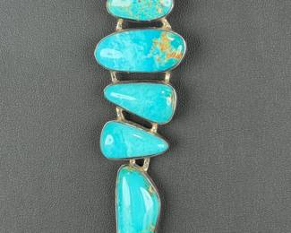 RAD Artist Signed Sterling Silver TURQUOISE Statement NECKLACE @$IN