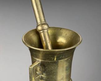 Solid Brass Mortar & Pestle Set, Vintage Heavy Kitchen Grinder