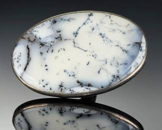 Monumental Sterling Silver Dendritic Agate Studio Artist Ring Size 7