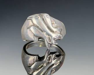 Vintage Sterling Silver 925 Dolphin Ring, Nautical Sea Life Jewelry