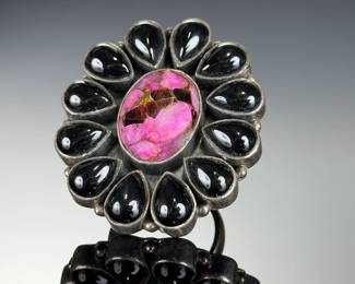 Monumental Sterling Silver Mohave PURPLE TURQUOISE Onyx Ring SZ (>@%