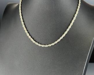 VINTAGE Sterling Silver Rope Chain Necklace, 18in, 925 Italy, HEI