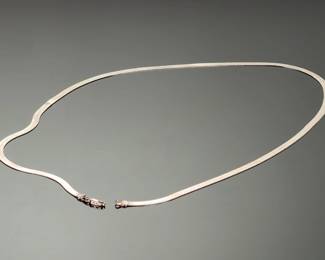 Sterling Silver Herringbone Necklace, Vintage Italian 925, 30in, 5mm