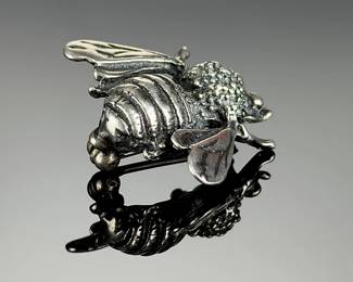 Mexican Sterling Silver Bumble Bee Pin Brooch, TU-97 925 Mexico Vintage Insect