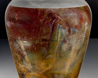 cabrera SIGNED Studio Art POTTERY. RakuGlaze Vase Pot