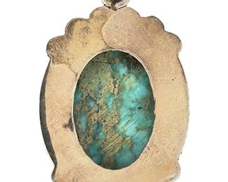 Sterling Silver Turquoise Custom Studio Art Pendant 925 Unsigned