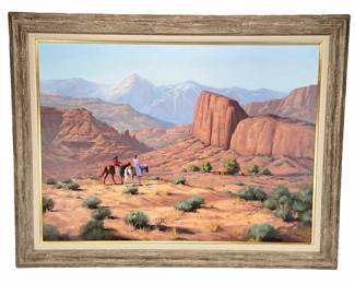 David Flitner Monumental 1994 Oil Painting "Indians. GoingHome" SOUTHWESTERN Art