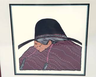Amado MAURILIO Pena Jr 'after BEN" SIGNED Lithograph PRINT< NATIVE American Art, Framed