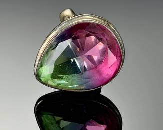Sterling silver Custom studio Artisan Ring, Large Mystic tOPAZ< size 9