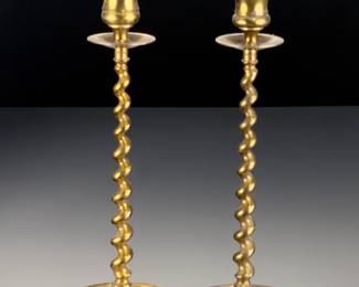 Vintage Brass Spindle Candlesticks Pair | Elegant Taper Candle Holders