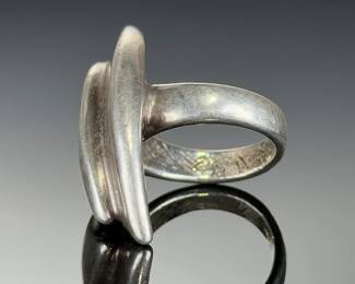 Mexican Silver Vintage Modernist Sculptural Ring Size 8.25