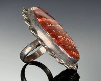 Sterling Silver Monumental Red Creek Jasper Ring, Custom Made, Size 9