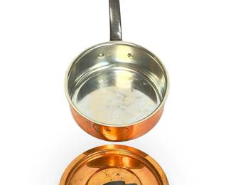 French Baumalu Copper Saucepan with Lid, Stainless Lined Cookware