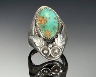 Vintage Navajo Native American Sterling Silver Turquoise Ring