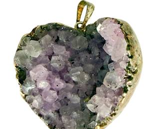 Silver AMETHYST GEODE Heart Pendant, Studio Artist Custom Made