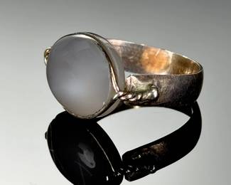 Sterling Silver Handmade Studio Artist Star Moonstone Ring, Size 9