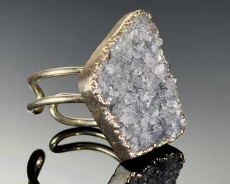 925 STERLING Silver Amethyst Druzy Adjustable Studio Artisan Ring