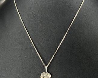 Navajo Jack Whittaker "Circle JW" Sterling Silver Shell Pendant Necklace Vintage