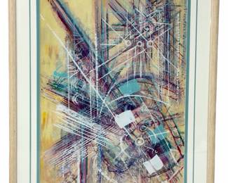 Abstract Art Painting, Framed Modern Expressionist, Signed M. Rogen / M> KOGEN