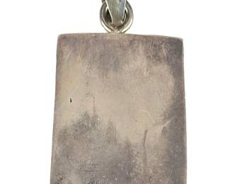 Vintage native American Sterling SILVER Sand Cast PENDANT TURQUOISE Spiny Oyster Signed RB