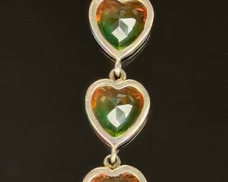 Sterling Silver Multi-Gemstone Heart Pendant, Custom Studio Artist Made