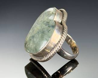 Sterling Silver Tourmalinated Quartz Heart Ring Studio Artist Made Size 6