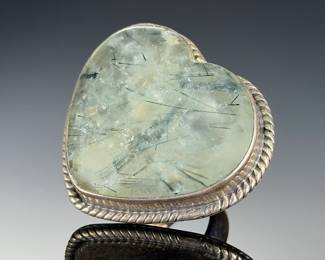 STERLING Silver Tourmalinated Quartz. HeartRing Studio Artist Made Size 6