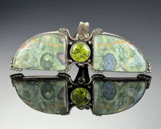 Monumental STERLING Silver STUDIO ARTIST Custom Ring with Jasper & Peridot